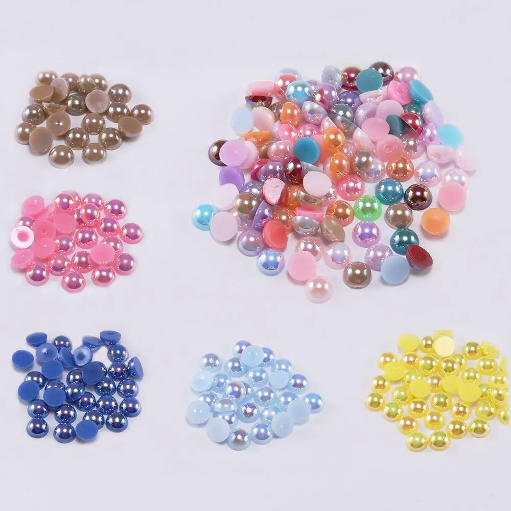 

Cabochon Half Round Acrylic ABS Imitation Pearl Beads for DIY Resin Beads Jewelry Making Nail Art Phone Decor 4/6/8/10/12mm