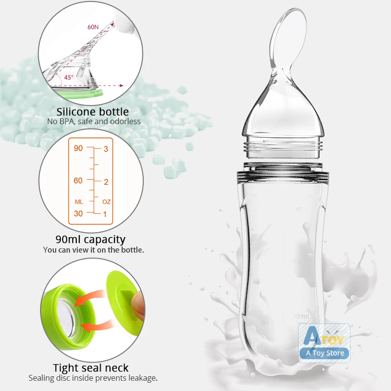 Safe Newborn Baby Feeding Bottle Toddler Silicone Squeeze Feeding