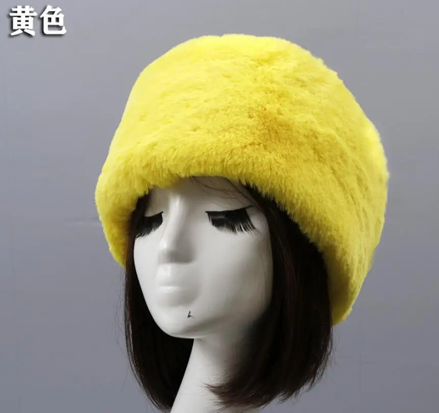 yellow Женская леопардовая Русская Шапка из искусственного меха, одноцветная меховая шапка авиатора, Охотничья шляпа, теплая зимняя леопардовая меховая шапка-бомбер, ушанка, защита ушей - Цвет: yellow