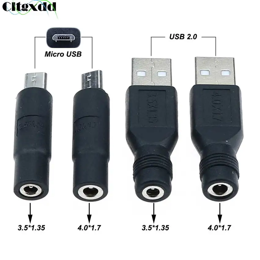 Cltgxdd 1PCS Micro USB-USB 2.0 Male to DC 3.5*1.35-4.0*1.7 mm Female Plug Jack Converter Laptop Adap