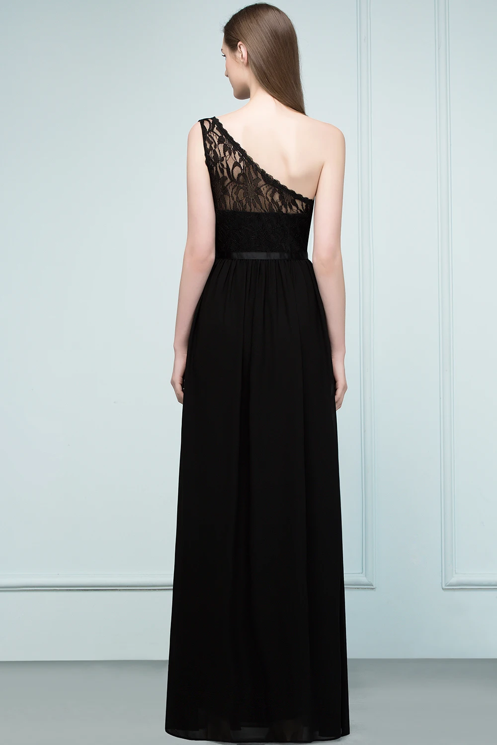 24 часа Черное Кружевное длинное вечернее платье vestido de festa сексуальное вечернее платье на одно плечо Robe De Soiree Longue