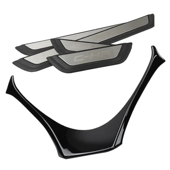 

Car Steering Wheel Panel Garnish Cover Trim Accessories for Toyota C-Hr Chr 2017 2018 Black & Stainless Steel Car Door Sill Scuf