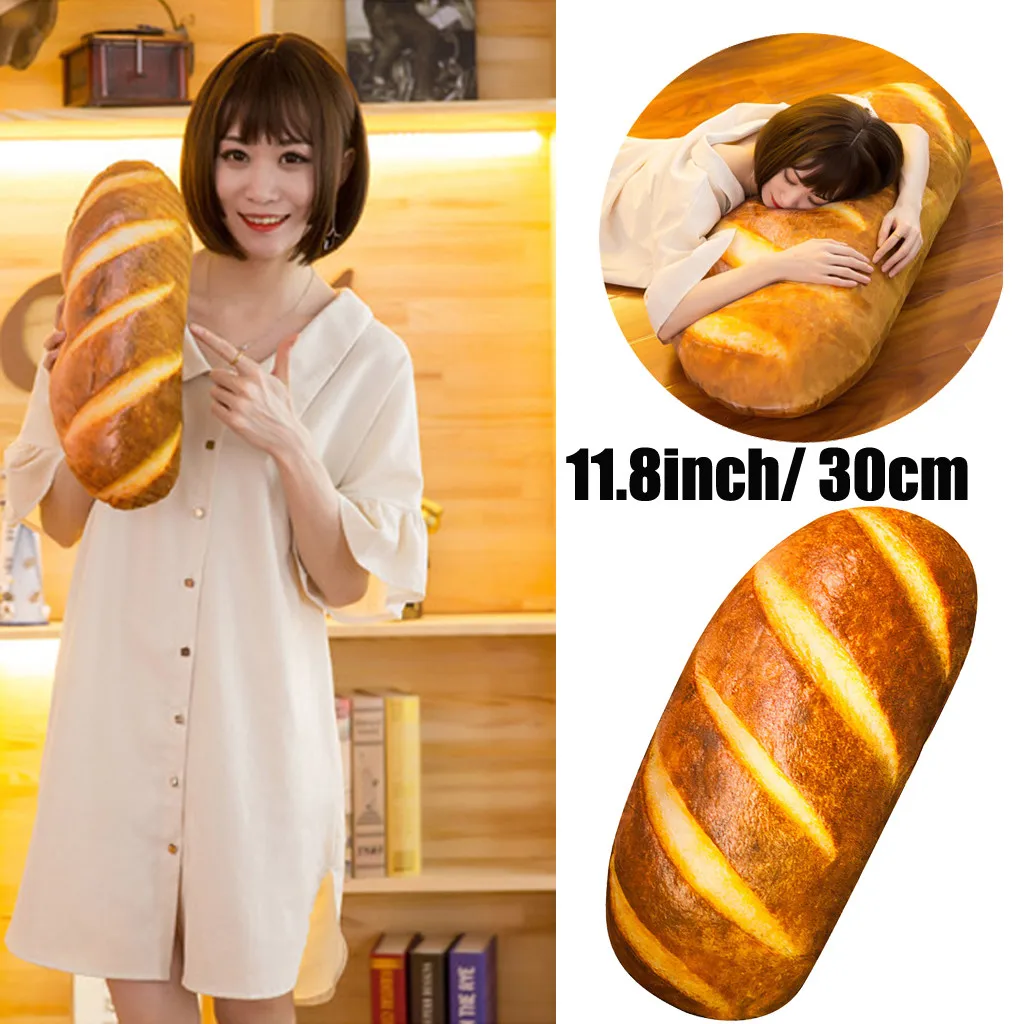 Baby Kids Toys 30CM 3D Simulation Bread Shape Pillow Soft Lumbar Back Cushion Plush Stuffed Toy Birthday Christmas Gifts for kid | Игрушки и