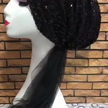 5 ярдов африканская кружевная ткань Высокое качество черные блестки квадратный узор кружевная ткань, свадебный платок кружевная ткань