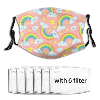 

Anti-Pollution Cute Rainbow Clouds PM2.5 Filter Masks Activated Carbon Filter Antibacterial Dust Proof Face Cover Windproof