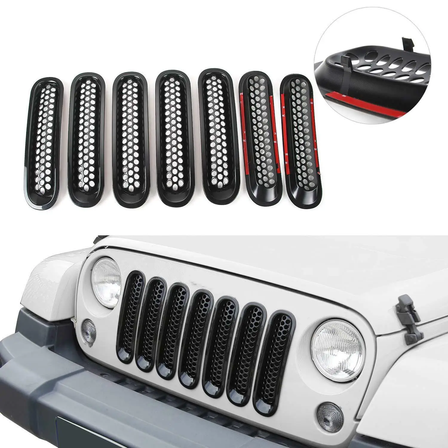 7 шт. клип в передней вставке сетки решетка крышка для+ для Jeep Wrangler JK unlimited