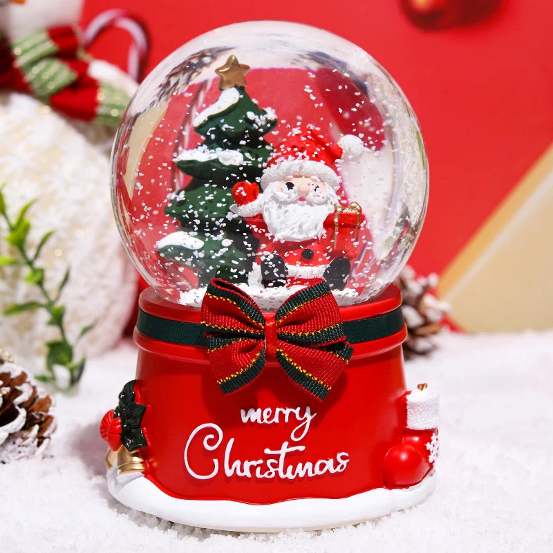 Santa Claus Crystal Ball Music Box Decoration Automatically Rotating Snow Children Kids Friends Gifts Christmas | Дом и сад
