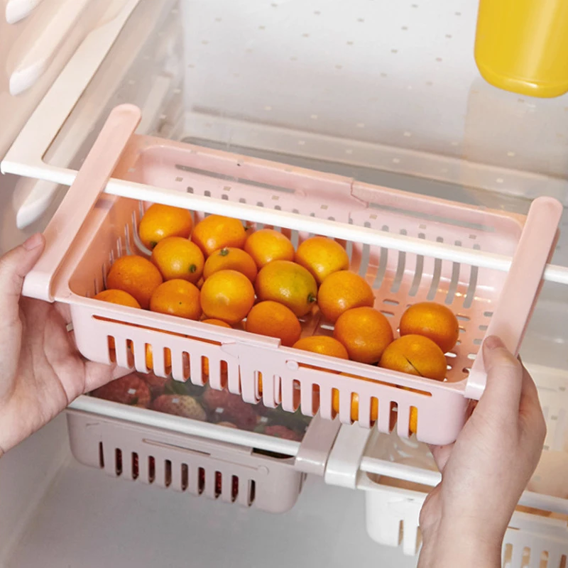 1pc Adjustable Stretchable Fridge Organizer Drawer Basket Refrigerator Pullout Drawers Fresh
