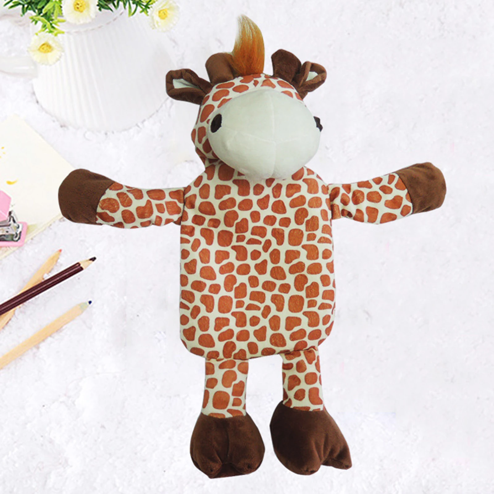 1L Winter Cute Elephant Hot Water Bottle Plush Soft Animal Shape with Fluffy Cover Hand Foot Warming Heating Pad Children Gifts