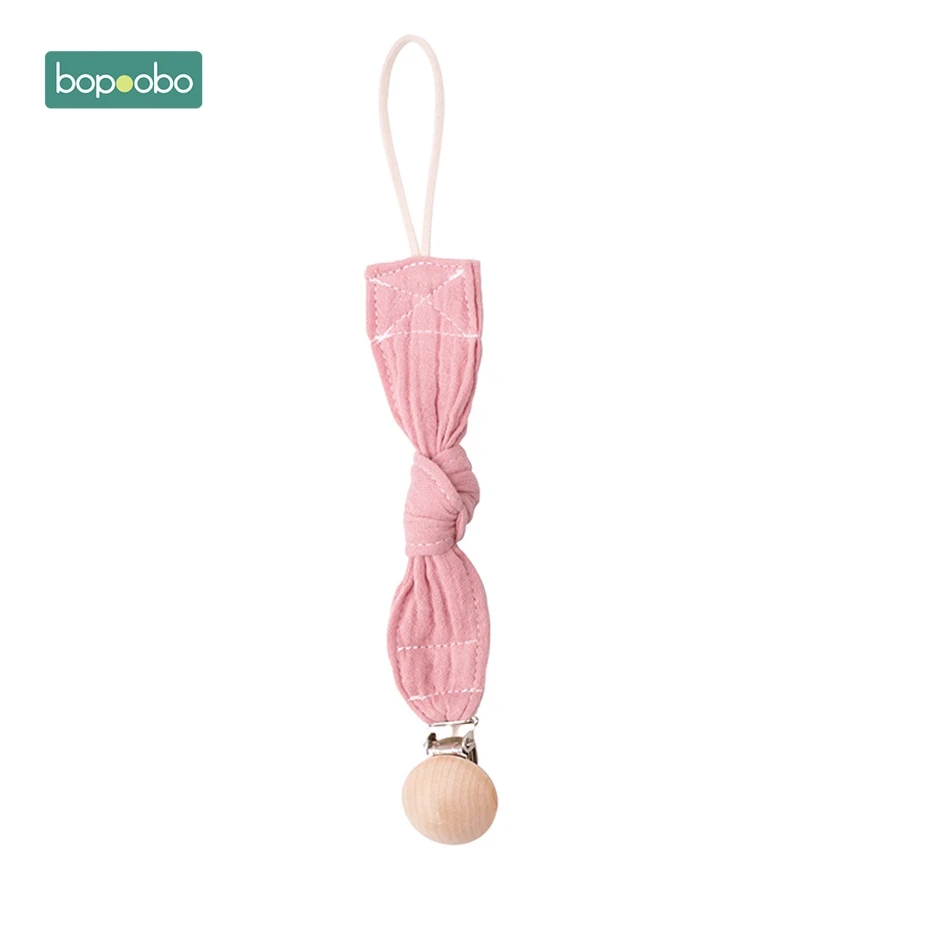 Pink Pacifier Clip Bopoobo 1 шт. деревянный Прорезыватель для зубов с заячьими ушками; деревянные кольца детский нагрудник хлопок Полотенца для самостоятельного изготовления браслетов подвеска уход предметы для новорожденных - Цвет: Pink Pacifier Clip