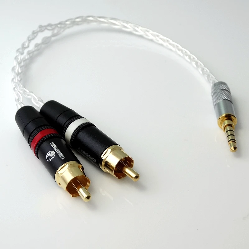 2 5mm TRRS 4 4mm Balanced Male 3 5mm Jack to RCA Plug Aux Cable 8x 1 0mm Silver Wire Headphone Amp