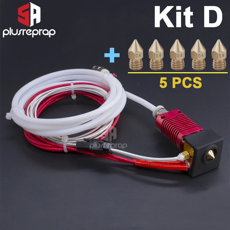 Kit D 1,75 мм j-головка Hotend комплект алюминиевый тепловой блок с нагревателем Термистор для 3D-принтера Ender-3/CR-10/CR-10S с 0,4 мм насадкой - Цвет: Kit D