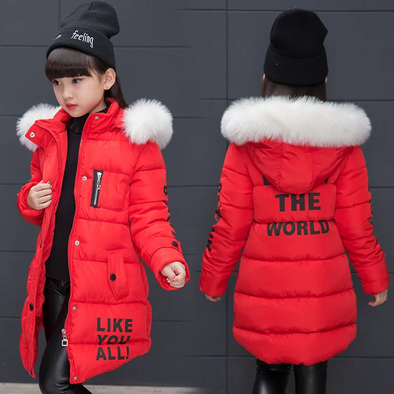 Осенне-зимнее теплое пальто для девочек; модная длинная Детская куртка с капюшоном с искусственным мехом; пальто для девочек; Верхняя одежда; Одежда для девочек