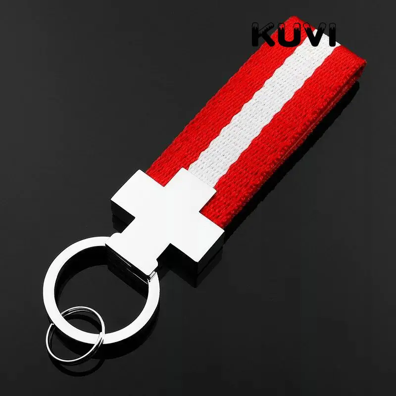 Автомобильный держатель для ключей, брелок для ключей, ручная тканая Пряжка подковы, брелок для автомобиля, брелок в подарок, креативные автомобильные аксессуары - Название цвета: red white red