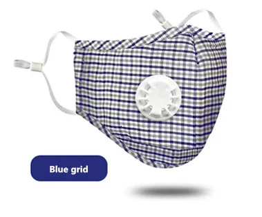 blue grid Респираторная Пылезащитная маска обновленная версия для мужчин и женщин анти-туман дымка пыль Pm2.5 пыльца 3D обрезанная дышащая клапан рот маска - Цвет: blue grid
