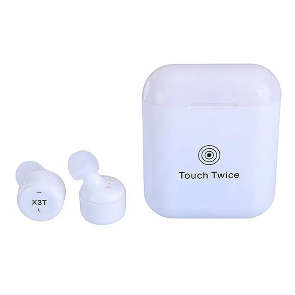 White X3T сенсорный контроль истинные беспроводные Bluetooth наушники мини спортивные наушники с зарядным чехлом для смартфонов - Цвет: White