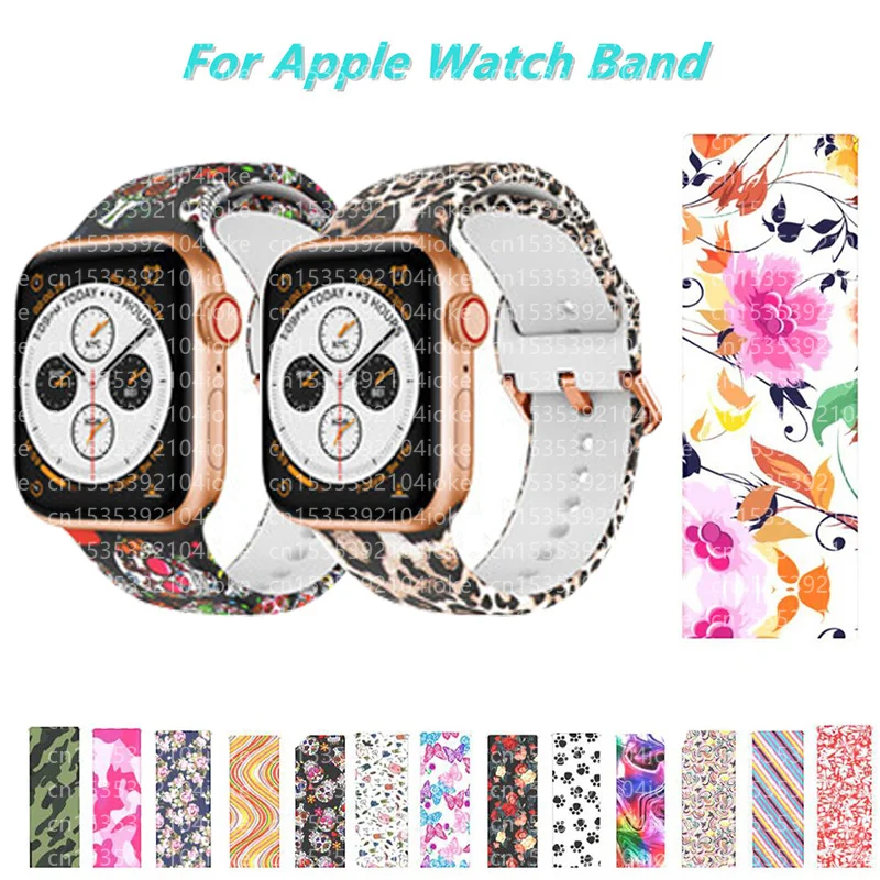 Ремешок для Apple Watch band 44 мм 40 42 38 силиконовый браслет с принтом iWatch apple series 1 2 3 4 5 se 6 |