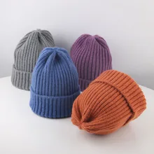 Милые одноцветные шапочки для детей; зимняя вязаная шапка для маленьких детей; милые теплые шапочки для мальчиков и девочек; уличные шапочки;