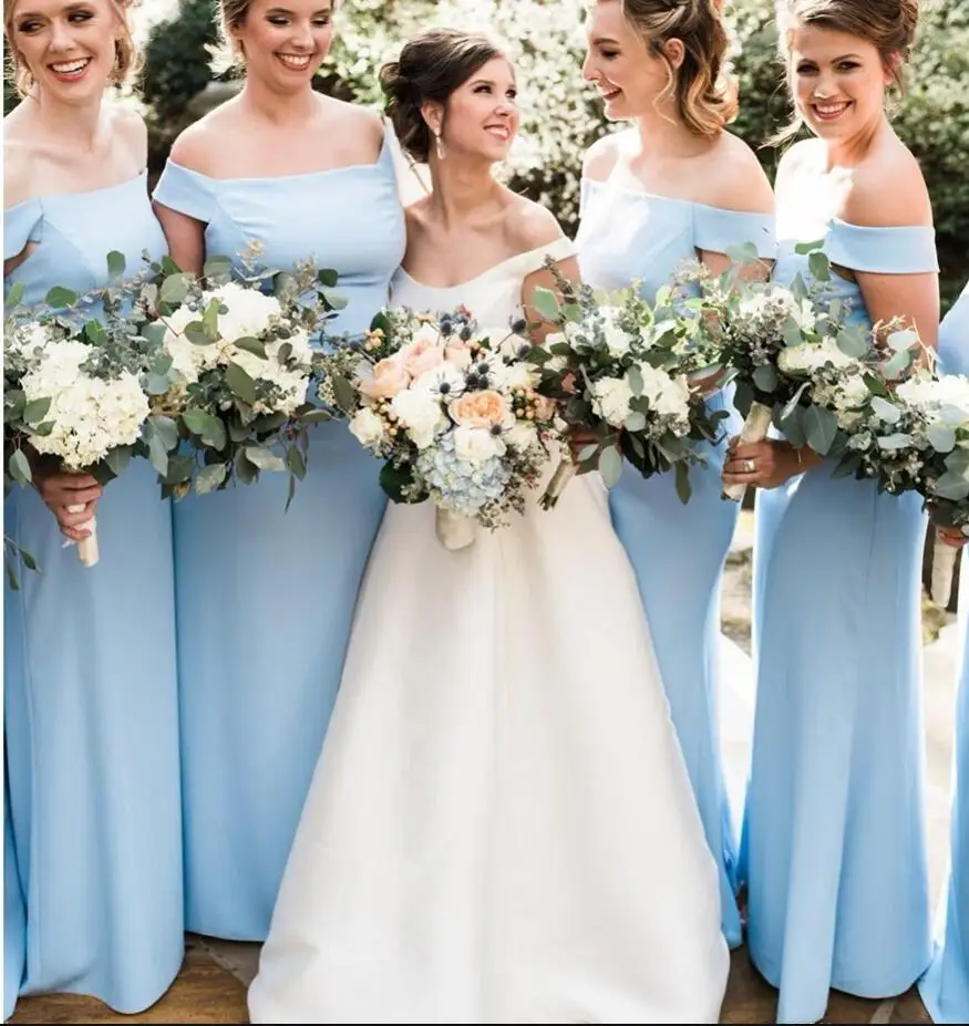 Bridesmaid Dresses 2022 Boat Neck Sky 