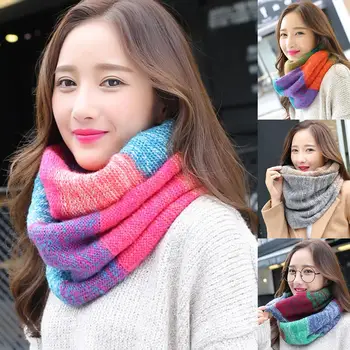 

Fashion Knitted Snood Scarf Warm Women Fall Winter Fashion Colorful Woolen Yarn Knitted Warm Scarf Neckerchief шарф женский