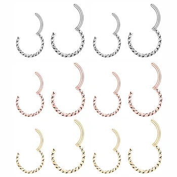 

Sexy Jewelery 1PC Crystal G23 Titanium Earring Ring Clip on Nose Lip Ear Piercing Ring Stud Punk Goth Hoop Segment Septum Body