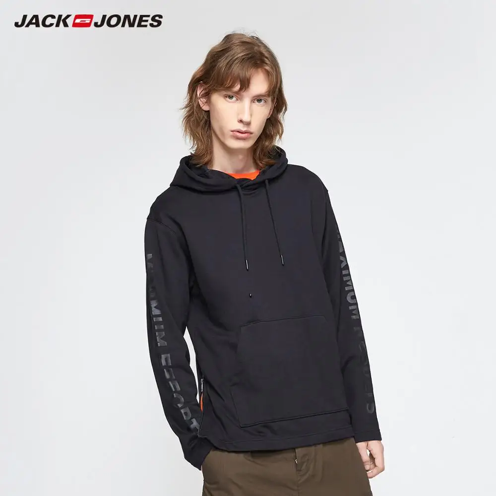 JackJones Men's Letter printed Pattern Streetwear Hooded Pullover Sweatshirt| 219333527 JackJones Men's Letter printed Pattern Streetwear Hooded Pullover Sweatshirt| 219333527