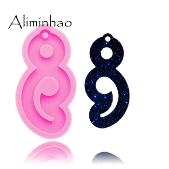 

DY0282 Shiny Heart semi colon shape mold Silicone Molds DIY Mouse semicolon resin epoxy keychains Mould custom keychain