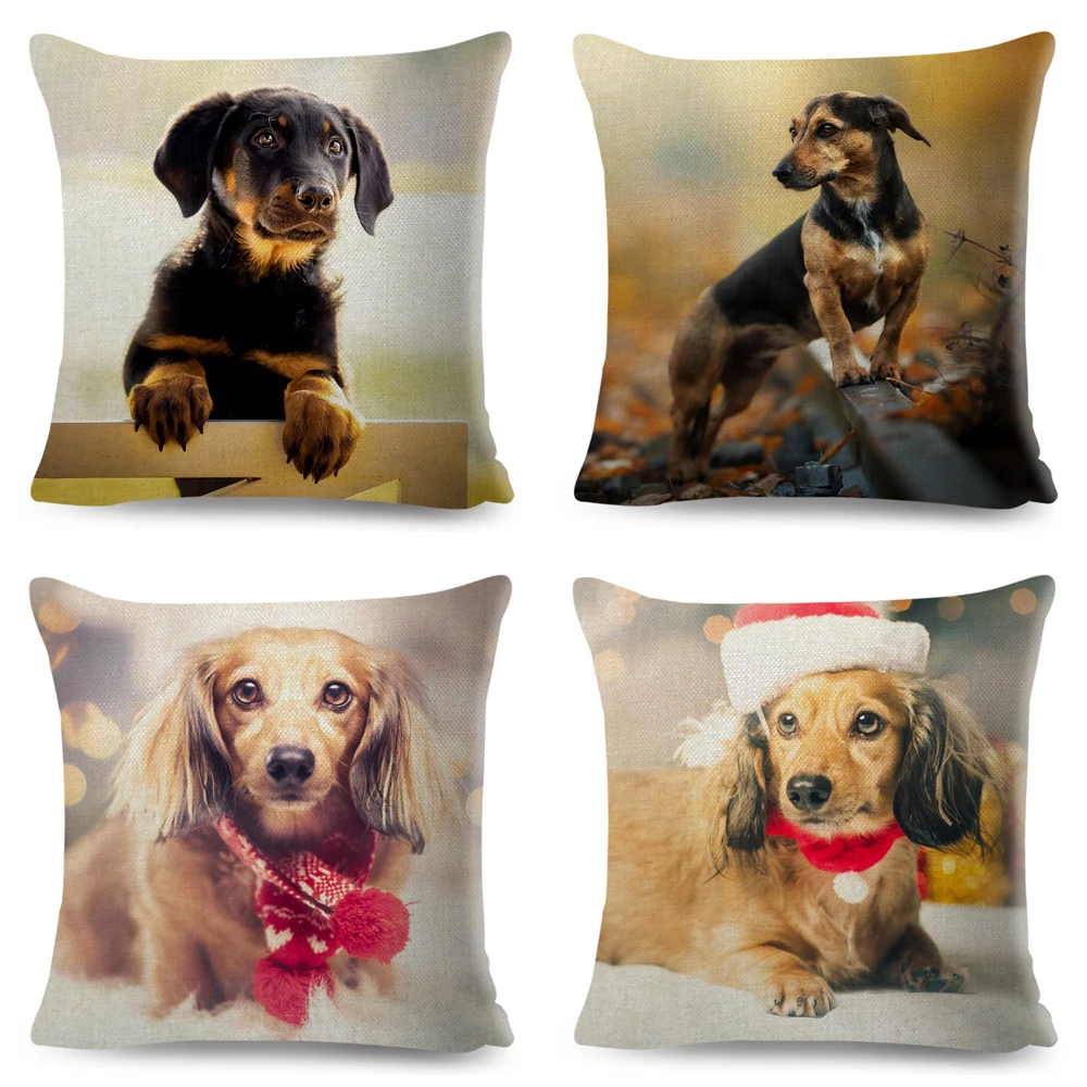 45x45cm Mini Dachshund Dog Cushion Cover