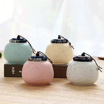 

Small Kitchen Tea Storge Jar Traditional Chinese Tea Box Porcelain Pu'er Tea Cans Ceramic Sealed Spieces Canister Office Teaware