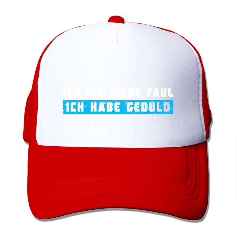 Ich bin nicht faul ich habe Geduld немецкий им не ленивый им больной ленивый язвительный немецкий текст бейсболка для мужчин и женщин Дальнобойщик шапки - Цвет: 4-Red