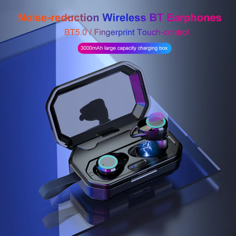 Bluetooth наушники BT5.0 стерео наушники TWS беспроводные наушники HIFI Звук наушники спортивные водонепроницаемые с зарядным устройством 3000 мАч