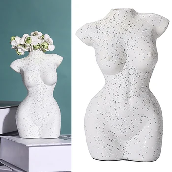 

Art Portrait Flower Pot Vase Sculpture Resin Woman Model Vase Flower Pot Handmade Garden Storage Flower Arrangement Home Decors