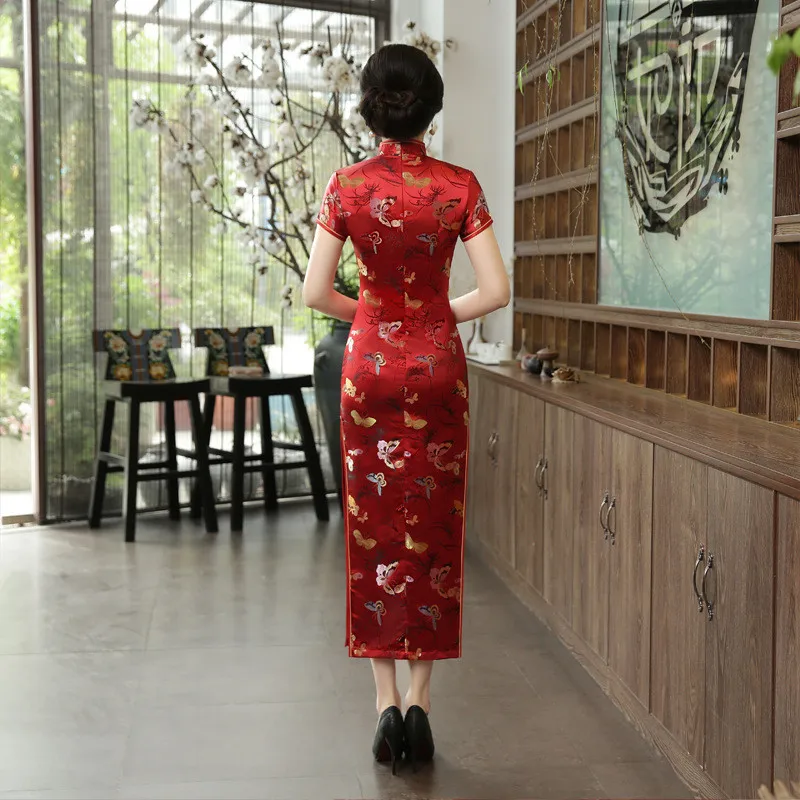 Новинка китайское традиционное платье тонкий Qipao воротник стойка длинные женские Cheongsam вечерние официальные платья, платья Новые летние