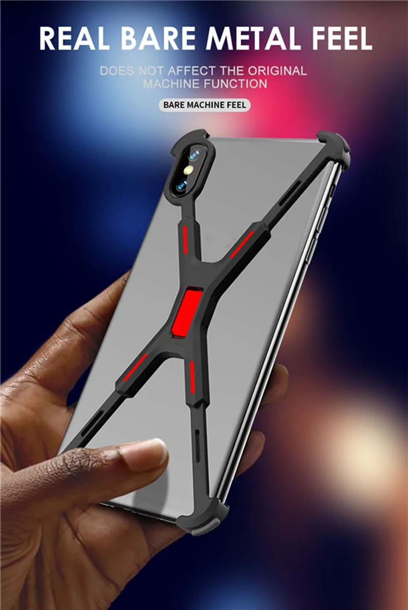 R-JUST Алюминиевый металлический чехол с голой рамкой для iphone X, XS, XR, XSMax, чехол, Противоударная форма, бампер, защитный чехол для телефона KS0399