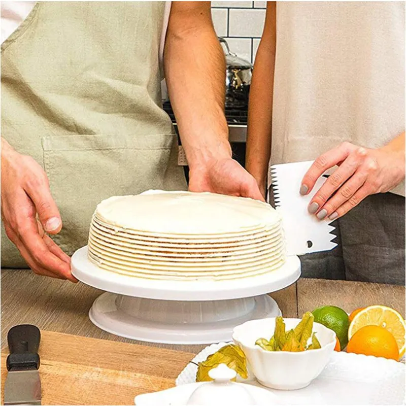 Cream Scraper Suit DIY Kitchen Straight Arc Tooth Shape Cream Bread Cutter Plastic Cake Pasty Scraper Baking Fondant Tools 3Pcs