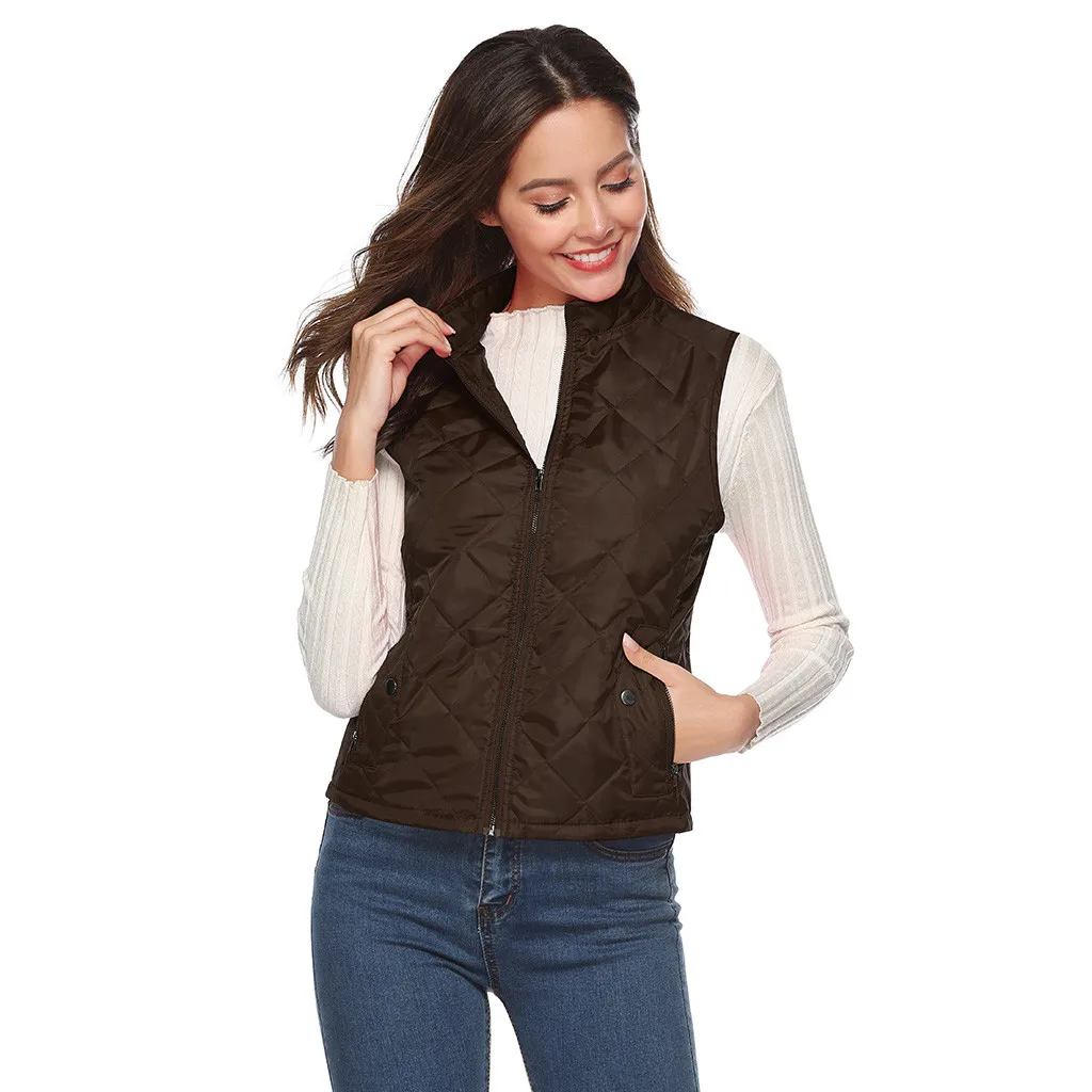 Jaycosin 2019 Winter Warm Casual Leisure Waistcoat Coat Women Thick Solid Color Jackets Comfortable Sleeveless Jacket Coat 31#4