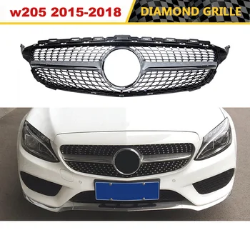 

Lsrtw2017 for W205 Diamond Grill for Mercedes Benz W205 C200 C250 C260 C300 2015-2018 Grille Front Bumper Front Grille Mesh