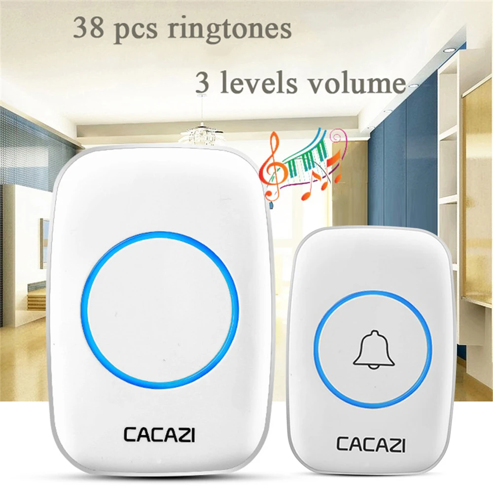 AC 100-240V Remote Wireless Doorbell Kit Waterproof Push Button Door Bell 300M Range LED Light Home 38 Songs Chimes Ring | Безопасность