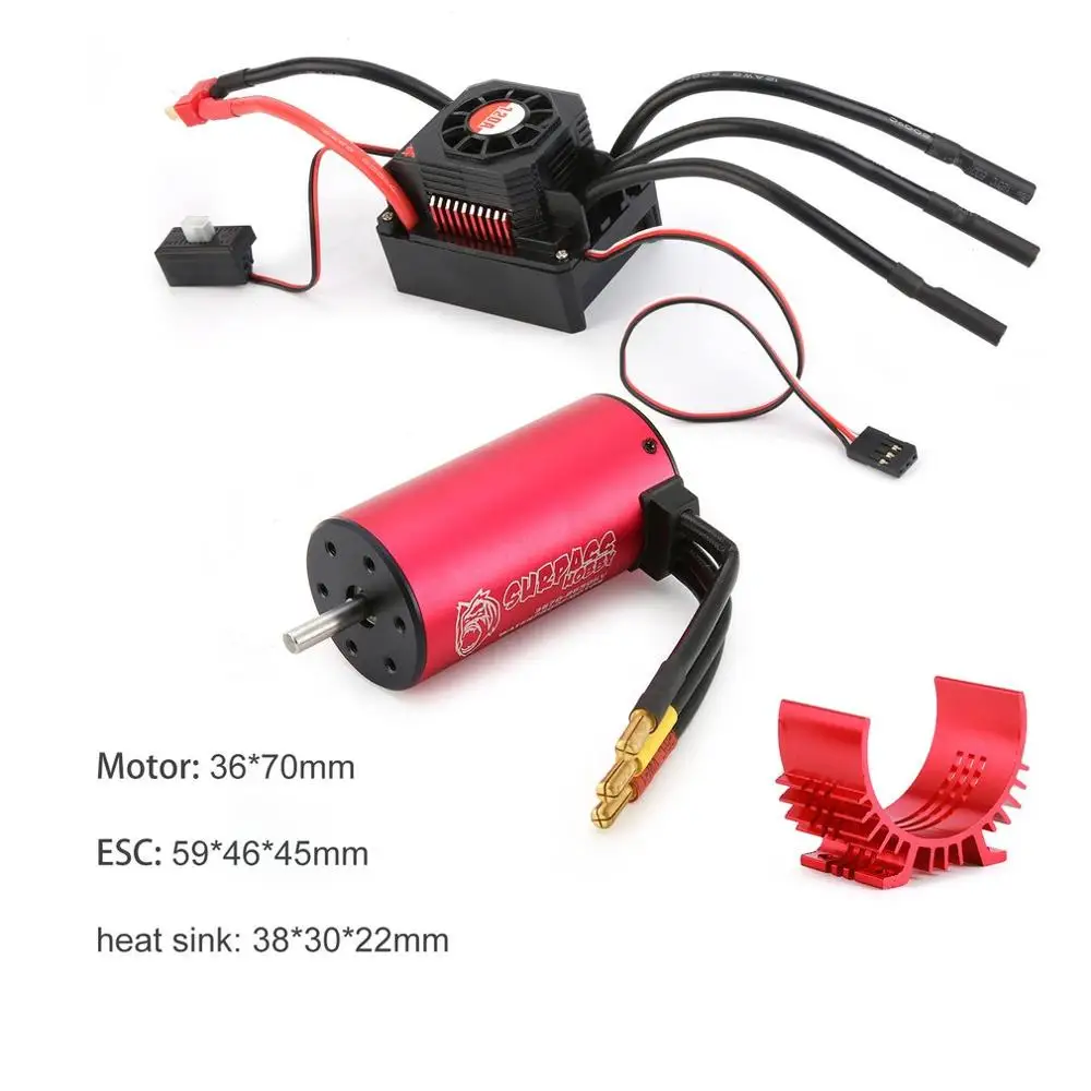 

For SURPASSHOBBY KK 3670 2650KV Brushless Motor with 120A Waterproof ESC for 2S 1:8 Racing Drift Car Model with Heat Sink