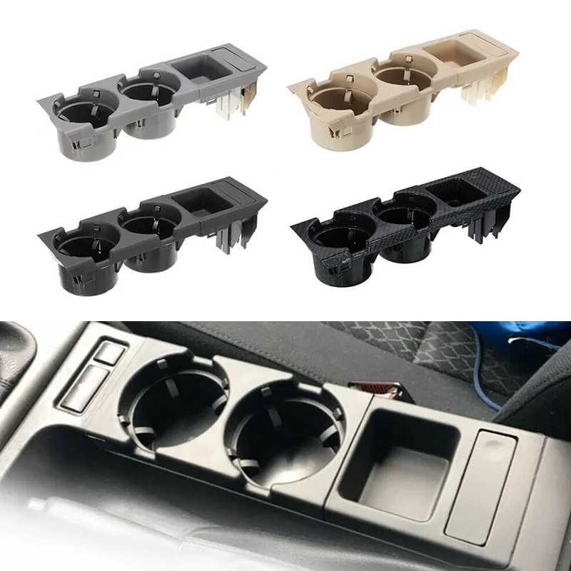 Gorgeri Car Drink Cup Holder Center Console Cup Stand Coin Storage Holder 51168217953 51168217957 for E46 3 Series 1999‑2006 Black