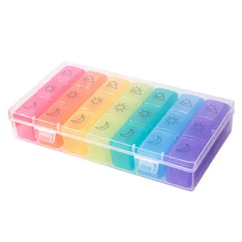

Creative 21 Grid Rainbow Pill Box Portable Travel Moisture-proof Capsule Plastic Split Pill Box