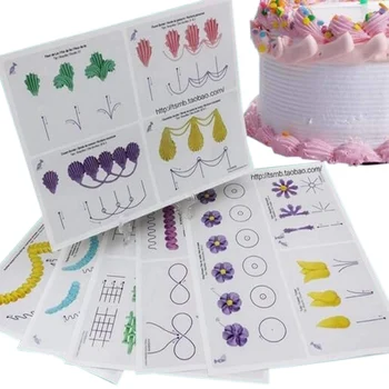 

23pcs/set Cake Icing Piping DIY Practice Drawing Board Template Paper Decor Practice Template Paste Fondant Decorating