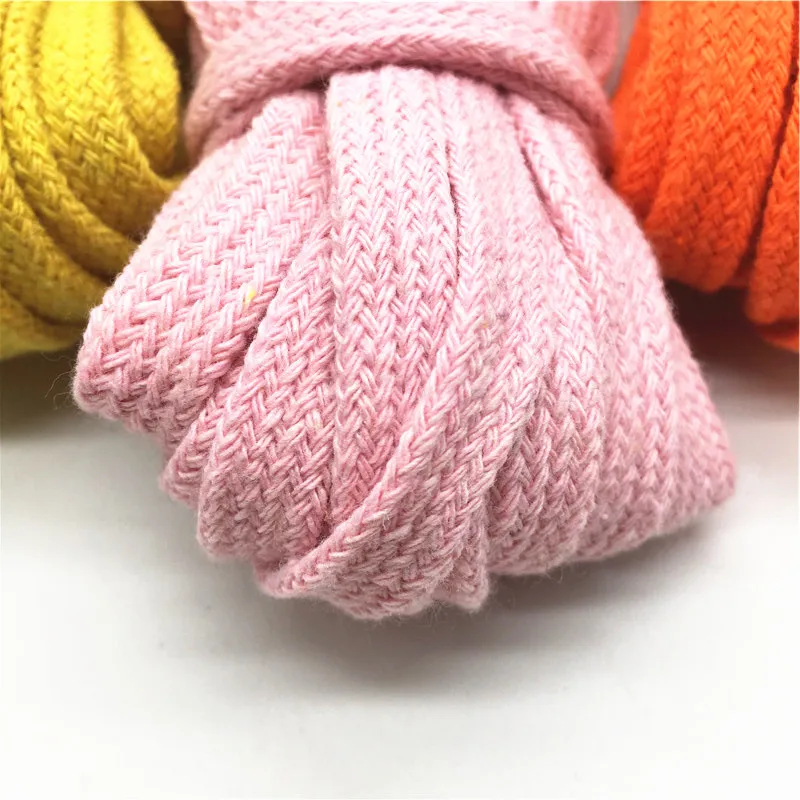 5M 10mm Cotton Rope Hollow Flat Twisted Cord Multicolor Woven String Waist Rope Handmade Home Craft DIY Pant Shoe Cap Decoration cotton rope