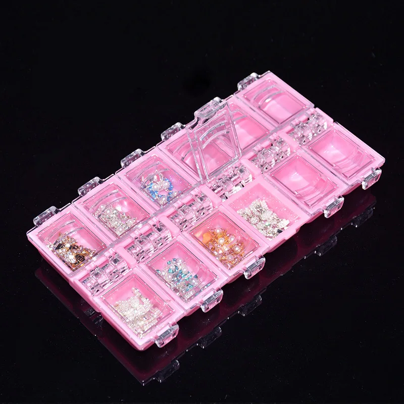 12 Grid Plastic Nail Tool Jewelry Storage Box Rhinestone Organizer