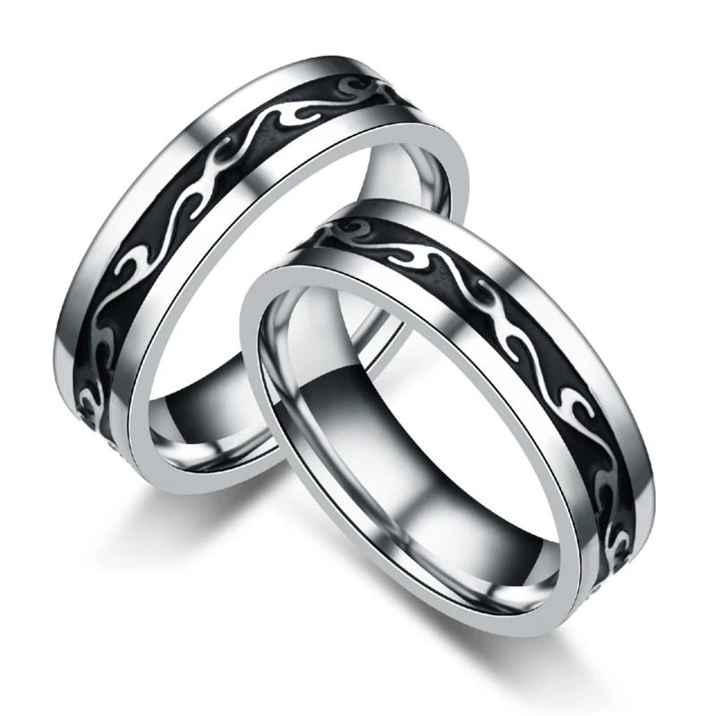 

Women Men Jewelry Gifts Wholesale 4 Style Simple Stainless Steel Ring Vintage 7 Colorful Dazzle Light Dragon Design Ring