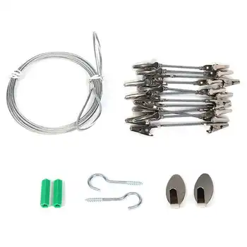 

12Pcs Photo Clip String Wire Wall Decoration Memorandum Postcard Note 2 Head Clamp Photo Clip String