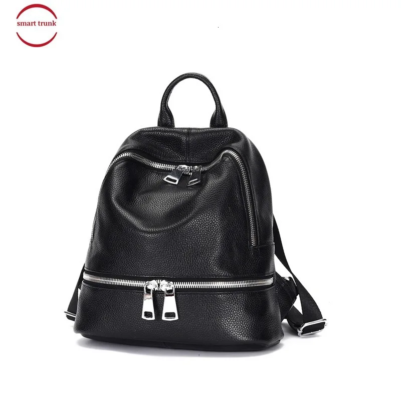 

2019 Genuine Leather Woman Baotou Layer Cowhide Both Shoulders Package Woman Backpack A Leather Bag Student Woman Package