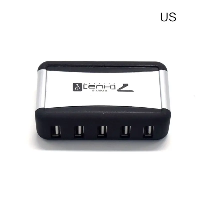 Концентратор для ПК ноутбук USB 2,0 конвертер AC адаптер питания 7 портов высокоскоростной прочный разъем США/ЕС