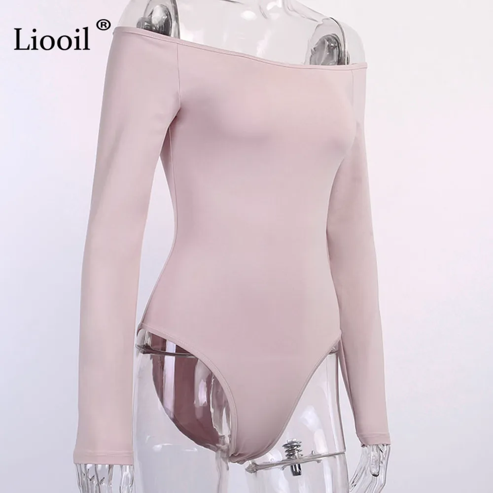 Liooil, сексуальные боди с открытыми плечами, обтягивающие боди, топы для женщин, Осень-зима, вечерние комбинезоны с длинным рукавом, женский комбинезон