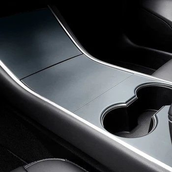 

Matte Black Style Center Console Water Cup Holder Decoration Cover Sticker Trim Fit for Tesla Model 3 Accessories